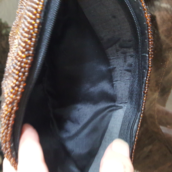 Brown/antique gold beaded evening bag (8 1/4" w by 5" h by 1 1/2" deep) - Picture 7 of 8